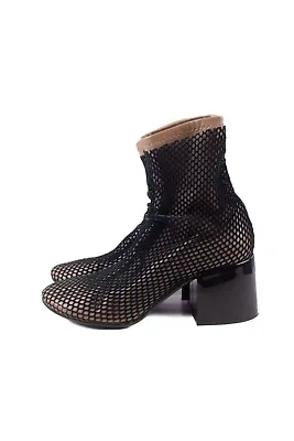 Maison Margiela MM6 Green Mesh Covered Tan Leather Ankle Boots Booties Size 38 • $295