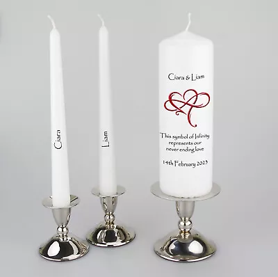 Personalised Wedding Unity Candle With Infinity Heart Choice Of Colours • £18.95