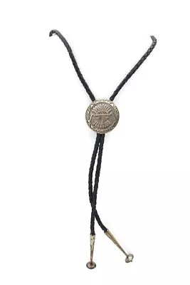 Vintage Native American Navajo Sterling Silver 925 Bolo Tie Signed Gene Gibson • $161.99