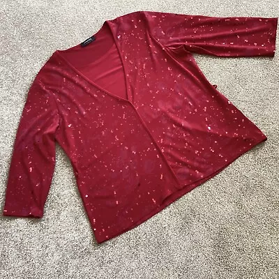 £5.99 • Buy Forever By Michael Gold Red Sequinned Top Size XL