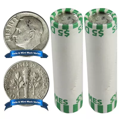 2 Rolls Of 50 - $10 Face Value Full Dates 90% Silver Roosevelt Dimes • $208.87