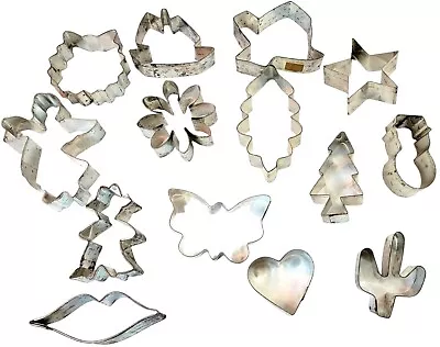 Lot 14 Vintage Tin Metal Cookie Cutters Holiday Various Shapes • $7.69