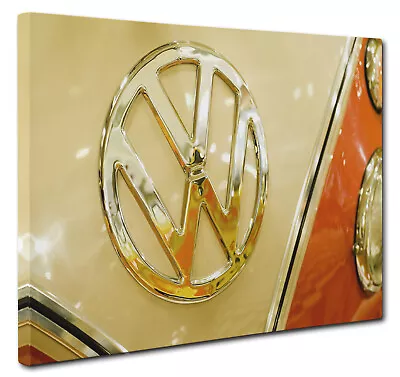 Classic Orange VW Camper Van Car Canvas Print Wall Art CANVAS PICTURE PRINT • £19.75