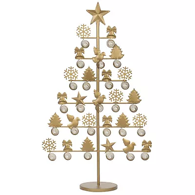 27.5  Gold Decorative Christmas Ornament Tree Card & Photo Holder Display • $49.99