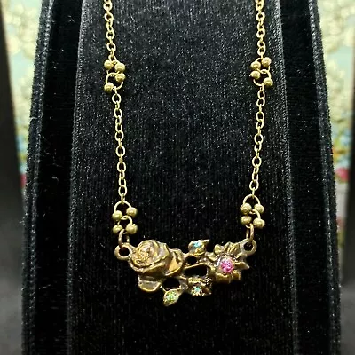 Michal Negrin Necklace Dainty Flower Pendant With Swarovski Crystals Gift New • $55.20