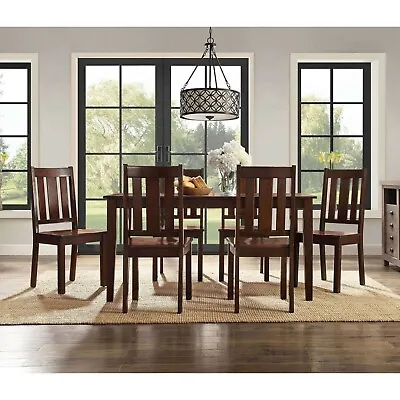 7 Piece Dining Room Set Wooden Kitchen Table & 6 Chairs Contemporary Farmhouse • $524.95