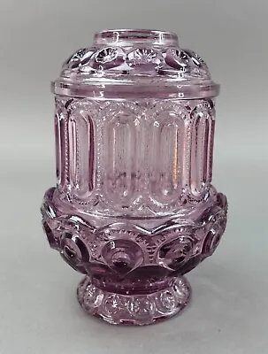 LE Smith Moon & Stars Amethyst Purple Glass Courting Lamp Fairy Candle Light • $881.23