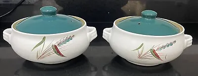 Vintage Denby Greenwheat Lidded Casserole Serving Dishes 2 Pint Capacity X 2 • £20