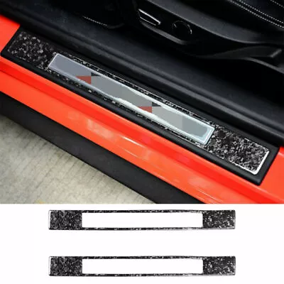 2×Forged Carbon Fiber Door Sill Plate Scuff Panel Cover For Ford Mustang 2015-22 • $115.91