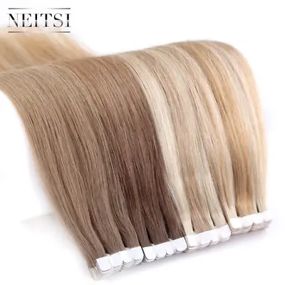 $176.35 • Buy Mini Tape In Human Hair  Extensions 12 -24  20pcs Remy Straight Invisible  Weft