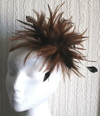 £4.90 • Buy Brown Fascinator Millinery Feather Brooch Clip Hat