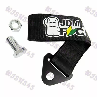 Car Tow Strap Cool For JDM AS FCK Racing Drift Rally Towing Belt Hook -Black 2 • $27.90