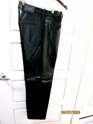 American Base Mens Black Leather Pants Jean Style Size 34 • $79