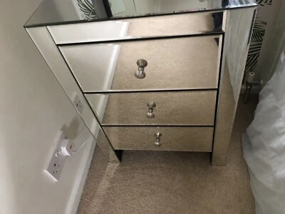 £50 • Buy Venetian Mirrored 3 Drawer Bedside Table