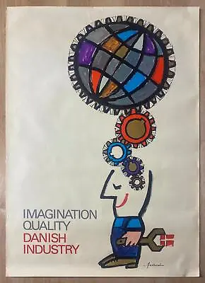 C.1960 Imagination Quality Danish Industry Poster Ib Antoni Mid-Century Modern • $245