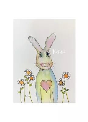 Painting Original Watercolour  By Kenna Bunny Rabbit Sold Unframed • $26