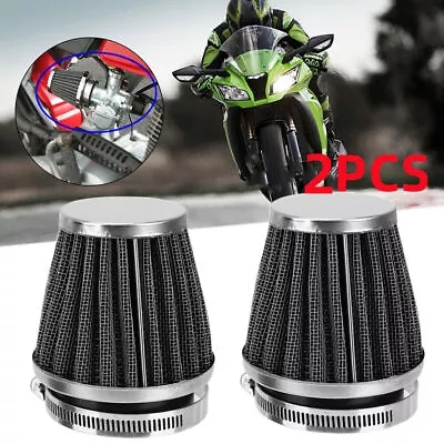 2x 50mm Air Filter Pod Cone Cleaner Universal Motorcycle For Honda Yamaha Suzuki • £8.99