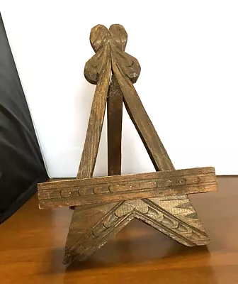 Vintage Wooden Rustic Hand Carved Picture Book Easel 12.5  • $12.98