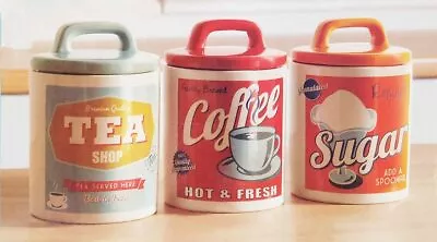 £19.99 • Buy Tea Coffee Sugar Ceramic Jars Set Of 3 Canisters Kitchen Storage Jar