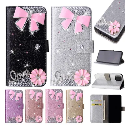 Bow-knot Bling Wallet Cover Case For Samsung S7 S8 S9 Plus S6 S10E S21 S20 FE  • $15.39