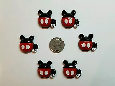 6 Pcs Lot Mickey Mouse Flatback Resin Cabochon Hair Bow Center Supply. • $3.99