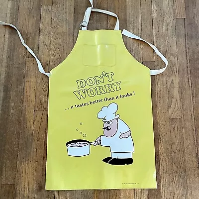 Vintage 1980 Vinyl Cooking Apron Intercontinental Designer's Guild No.357 Yellow • $17.55