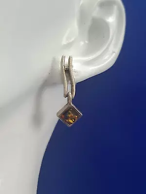 925 Sterling Silver Earrings Screw Back Baltic Amber VTG • $12.65