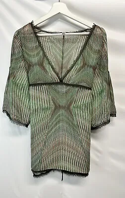 Cabi Boho Tunic Top Blouse Semi Sheer Tie Waist 3/4 Sleeve M • $24.09