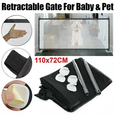 Magic Pet Dog Gate Safety Guard Folding Baby Toddler Stair Retractable Isolation • £8.89