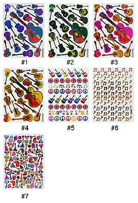 #111S Sparkle Guitar Music Note UK Flag Reward Kids Craft Scrapbooking Stickers  • £1.19