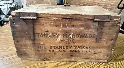 Antique Wooden Crate Box Stanley Hardware The Stanley Works New Britian Conn • $95