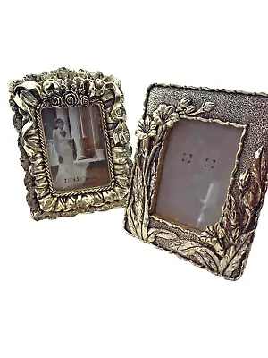 Photo Frames Lot Of 2 Floral 4  X 5  (holds 2.5 X 3.5  Pictures) Raised Flowers • $18