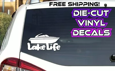 Lake Life Cruiser Boat Vinyl Sticker Decal Car Truck Window Cabin Camping Lake • $4.99