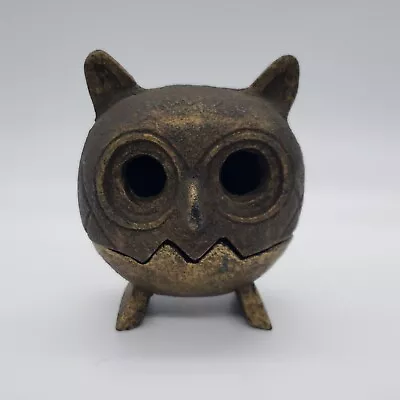 Vintage Cast Iron OWL 2 Piece Candle Holder Incense Burner Lantern Fairy Lamp • $139.99