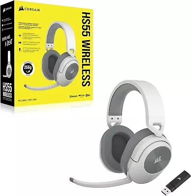 Corsair HS55 WIRELESS 7.1 Surround Sound Gaming Headset White Bluetooth • $149