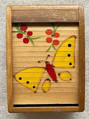 Vintage Mid-century Small Wood Rollback Music Box With Draw Butterfly Japan • $25