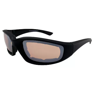 Maxx Foam Padded Motorcycle Riding Sunglasses TR90 Black Frame W/ HD Amber • $18.99