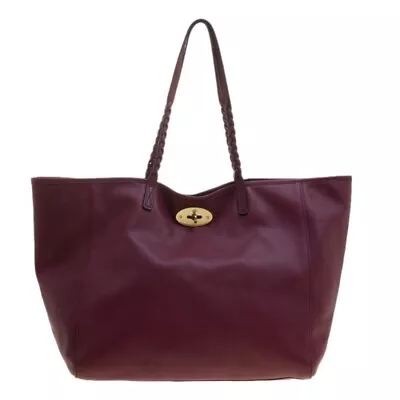 MULBERRY Burgundy Soft Nappa Leather Medium Dorset Tote Bag • $120