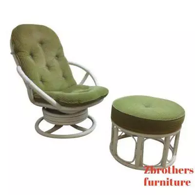 Vintage Mid Century Rattan Bamboo Clarke Casual Lounge Chair And Ottoman • $615