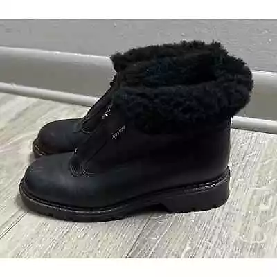 Blondo Canada Black Leather Zip Ankle Boots Shearling Lined Womens 9.5 Vintage • $34.99