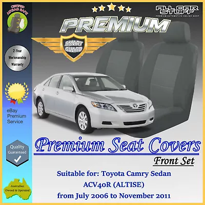 Premium Grey Front Seat Covers For Toyota Camry Sedan ACV40R: 07/2006 To 11/2011 • $95.81