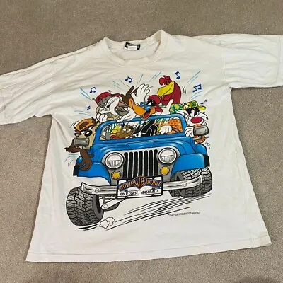 Vintage Warner Bros T Shirt Mens Large Movie World Looney Tunes 1993 Car Graphis • $80.91