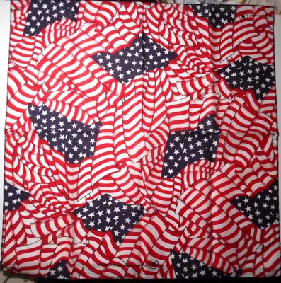 VTG Patriotic Blue White & Blue STARS & STRIPES Flags Bandana Handkerchief USA • $5.99