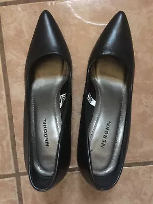 MERONA Women's Black Pointed Toe Pumps Size 7  VERY NICE! • $14