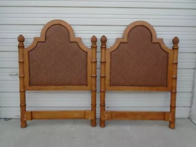 Pair Tall Faux Bamboo Twin Size Headboards West Indies Regency 2 Tropical Island • $450