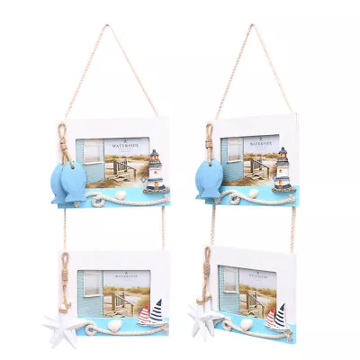 Ocean Hanging Wooden Picture Frame Nautical Photo Holder Home Decor • £19.49
