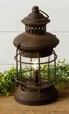 NEW Primitive LED LANTERN Distressed Rustic Style Metal Glass 6 Hour TIMER • $39.91