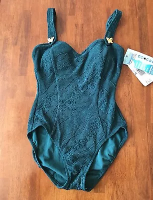 New W/Tags Mainstream Beautiful Textured Green Swimsuit With Butterfly Accents • $25