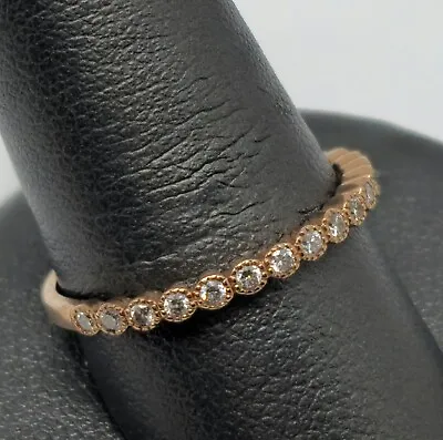 Women .25 Ct Round Genuine Diamond 14K Rose Gold Mil Grain Wedding Band 2mm Sz8 • $267