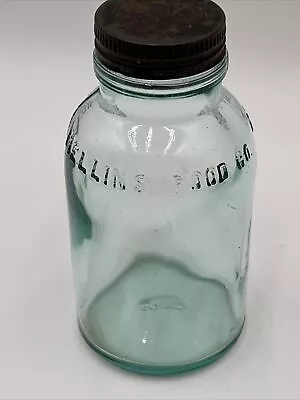 Antique Mellins Food Co. Large Size Aqua Green Glass Bottle With Original Lid • $9.99